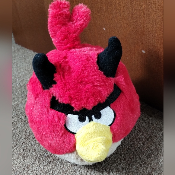 Angry Birds Seasons Halloween Red Devil Horns Plush Bird Animal 5in - Picture 5 of 9